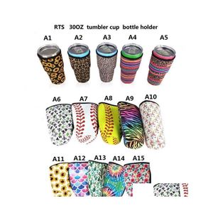 Outros acess￳rios de moda 15 estilo reutiliz￡vel tumbler de 30 oz de sacos er gelado de capa de caf￩ gelada neoprene insatada com mangas dhdy2