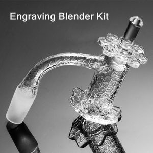 Gravering Lotus Quartz Blender Banger Kit med kolhydrat CAP Full Weld Etched Terp Slurp Dab Nail 10mm 14mm 90 Degrees Custom Yareone Wholesale