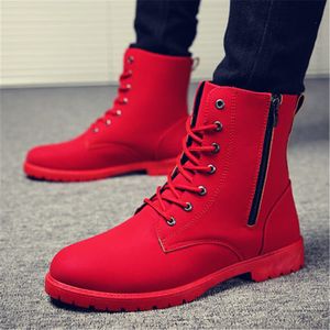 Stiefel 2023 Männer Britische Rote High Top S Armee Koreanischer Reißverschluss S Schnee Winter Cowboy für Schwarz Größe 39 44 221207