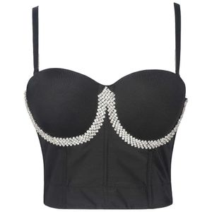Diamond inlaid women's breathable slim bodice wearing sexy French sling vest with hot girls wrapped around the chest and