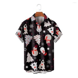 Herren Freizeithemden Herren Weihnachten Damen Herren Print Party Shirt Kurzarm Schneemann Hawaiian Holiday Button Up Loose