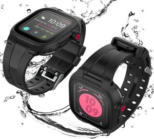 Black Sport Screen Protector Waterproof Cover do Apple Watch Case Series 6 SE 5 4 3 Silikonowy pasek do iWatch 44mm 42mm1639431