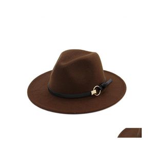 Geniş Memlu Şapkalar Kova Şapkaları Moda Yün Felt Jazz Cap Hat Geniş Buzlu Panama Fedora Şapkalar Erkek Kadın Unisex Trilby Fascinator Church F Dhapi