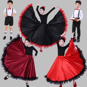 Scene Wear Girls Flamenco kjol Spanish Dance Dress Practice Competition Chorus Performance Costumes For Kids Flamengo kjolar DL5152