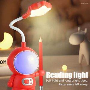 Lampy stołowe Śliczne kreskówkowe lampa biurka wielofunkcyjna uchwyt na długopis Oczy Och ochrona Kolorowe światło nocne do sypialni do czytania