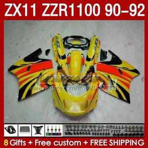 Carenature complete per KAWASAKI NINJA ZX 11 R 11R ZX11 R ZZR1100 ZX11R 90 91 92 Corpo 164No.87 ZZR 1100 CC ZX-11R ZZR-1100 1990 1991 1992 ZX-11 R 90-92 Kit carenatura ABS giallo stock