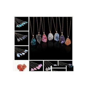 Colares pendentes Colar de cristal natural Ponto de cura de quartzo Chakra bead Gemstone pendente de pedra original colares de pedras de pedras de pedras de pedras de pedras gemas Deli Dhvsf