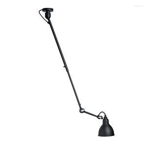 Wall Lamp Industrial Style Wrought Iron MaBlack Swing Long Arm Adjustable Ceiling Light With Black / White Red Conical Shade