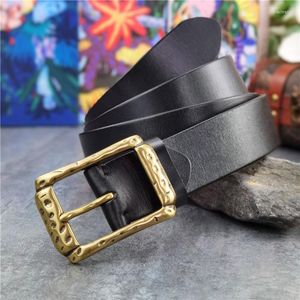 Kemerler Retro Pirinç Kemer Tokalı Deri Erkekler Ceinture Kovboy Kot pençeleri Geniş MBT0602 için Uzun Vintage