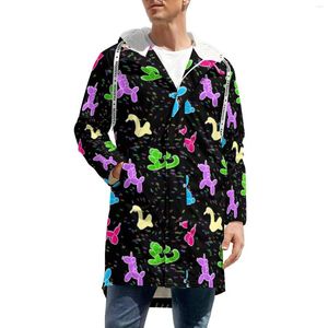 Men's Trench Coats Classic Balloon Animal Colorful Print Retro Casual Winter Jackets Outdoor Thick Design Oversized Loose Windbreakers