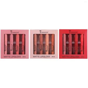 Lucidalabbra 4 pezzi / set Kit cosmetici impermeabili per trucco da donna opaco