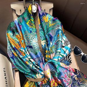 Wholesale Scarves 2022 Autumn Winter Women Style Fashion Color Matching Print Silk Scarf Lady Headcloth Beach Shawl