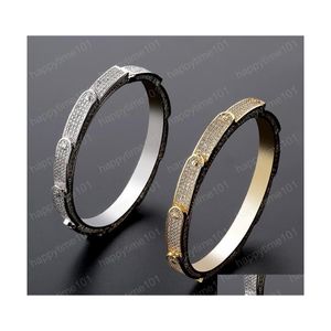 Chain Hip Hop Gold Bangle Men Diamond Bracelet Iced Out Cool Hiphop Jewelry With Bling Cubic Zirconia Bracelets Drop Delivery Dhbha