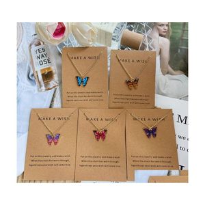 Pendant Necklaces Korean Fashion Butterfly Pendant Necklace Chain For Women Golden Colorf Cute Statement Necklaces Jewelry Gift 314 Dhcwc