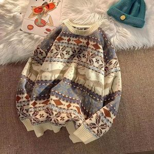 Men s Sweaters Ugly Christmas Deer Knitted Oversized Pullovers Soft Warm Harajuku Festival O Neck Vintage Casual Mens Clothing 221206