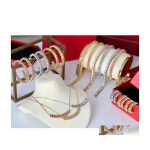 Colar de pulseira Conjunto de joias da moda da marca para mulheres Banhado a ouro Rive Steam Punk Party Clash Design Brincos Colar Pulseira Ri Dhpfn