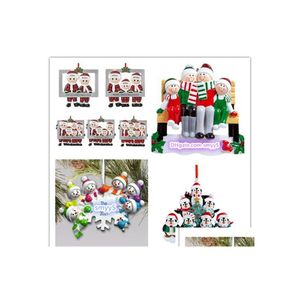 Dekoracje świąteczne Dekoracja choinki żywica DIY życzę rodzinę Święty Mikołaj Snowflake Snowman Penguin Friends Ornament Dhqe8