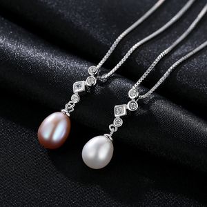 Micro Set Zirkon S925 Silber Süßwasser Perle Anhänger Halskette Frauen Schmuck neue Mode charmante Dame Box Kette Halskette Zubehör Geschenk