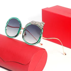 Nouvelles lunettes de soleil Golden Leopard pour femmes Designer Round Pink Clear Sunglass Frames Oversize Party Fashion Show UV400 3010 Taille 60 17 145