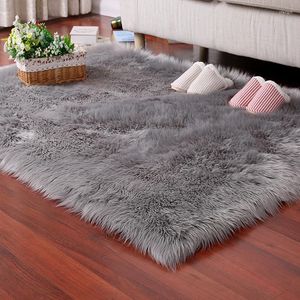 Dywany Kelosici długie pluszowe sztuczne wełniane dywan sypialnia dom nowoczesny sofa miękka dywan w salonie okna fur