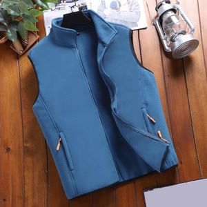 M￤ns v￤star Autumn Casual Solid Color Stand Collar Fleece Vest Jackor f￶r m￤n Fiske Vandrande varm ￤rml￶sa v￤star Male Chaquetas 221206