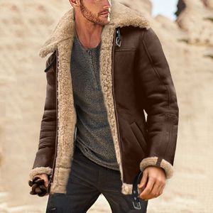 Mens jaquetas mensagens falsas de couro clássico de cor sólida cor de bombardeiro inverno shearling casaco de pele de carneiro masculino de couro 221207