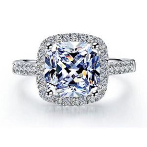 Klusterringar Simple Women's Crystal 925 Sterling Silver Ring Wedding Engagement Smycken Uts￶kta fr￥n Swarovskis Anilos Gif230k