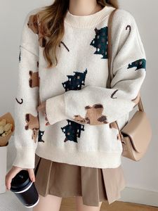 Women s Sweaters Abrini Christmas Knitted Casual Printed Oversize Pullovers Thick Warm Jumpers Holiday Sweater Winter 221206