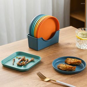 Plates Modern Plastic Cake Tray Round Shape Square Bread Pan Toast Dessert Container Side Dish Non-Stick Baking Tools