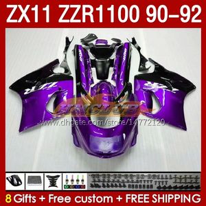 Carene OEM per KAWASAKI NINJA ZZR1100 ZX 11 R 11R 1990-1992 Corpo 164No.71 ZX-11 R ZZR 1100 CC ZX-11R ZZR-1100 ZX11R 90 91 92 ZX11 R 1990 1991 1992 Kit carenatura viola nero