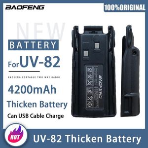 Walkie Talkie 2022 baofeng UV-82バッテリー厚いUV82 UV8Dの2200mAh li-ion for 2way Radios can usbケーブル充電