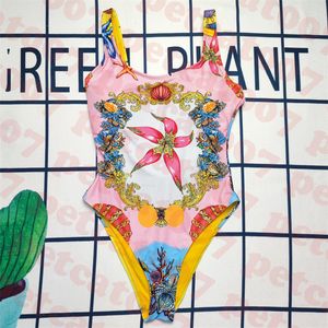 Starfish Pattern Swimwear Designer Pink Bikini Textile Womens One Piece Swimsuit Holiday Style Swim Wear