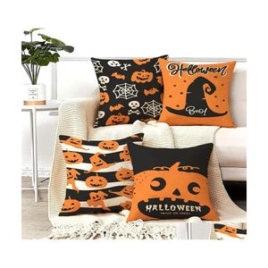 Andra festliga festförsörjningar Party Supplies Halloween Decorations for Home Pillowcase House Decor Pumpkin Skeleton Letter Mönster DHY0L