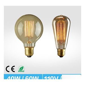 LED -glödlampor Brelong E27 Dimning ST64 40W Retro Edison Tungsten Light BB Transparent Glass Orscent Squirrel Cage Design AC220V AC1 OTBKM