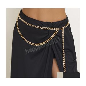 Catene per la pancia Moda Semplice Catena in metallo Accessori per abbigliamento Catene a più strati Hip Hop Nappe lunghe Gioielli per il corpo Regalo Drop Delive Dhjyh