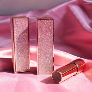Opslagflessen 3.5G Lipstick Tube Cosmetische pot Super flash vierkant vorm lege lip Fashion roze bulling make -upcontainer
