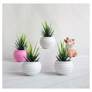 Dekorativa blommor kransar dekorativa blommor mini konstgjorda aloe vera växt bonsai små simaterade träd krukväxter falska kontor skrivbord de dhdmg