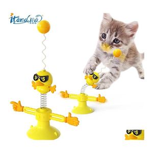 Zabawki dla psów żuje i i i Spring Bird Cat Toas Tease Bat z piórkiem Spinning Fun Gatos Rod Interactive Toys Cats Dostawki w DH0U5