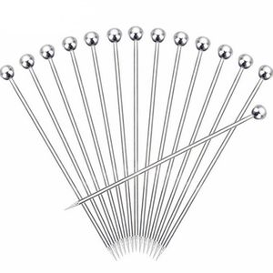 Bars Tools 500 Stück Metall-Fruchtstäbchen, Edelstahl, Cocktail-Pick-Werkzeuge, wiederverwendbar, Silber, Cocktails, Getränke-Picks, 11 cm, für Küche, Bar, Party, SN464