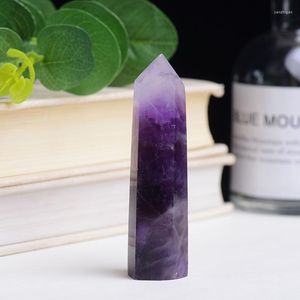 Dekorativa figurer 1pc naturlig drömmande lila kristallpunkt Rock Mineral Prov obelisk Wand Reiki Healing Stone Home Decoration