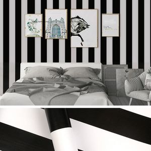10M Black Striped wall sticker Wallpaper Vinyl Self Adhesive Wallboard Background Bedroom Furniture Waterproof Decorative
