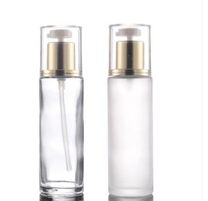 Fabrik Stock Low Moq Sale Clear Matt 80 ml Glass Cosmetic Bottle With Pump Sprayer For Lotion Eye Droper