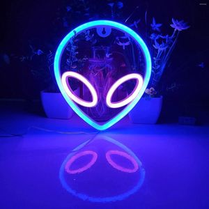 Gece Işıkları Neon İşaretleri Uzaylı Yüz Şekleli LED Işık Parti Malzemeleri Çocuk Odası Ev Duvar Dekorasyon Masa Lamba Hediye