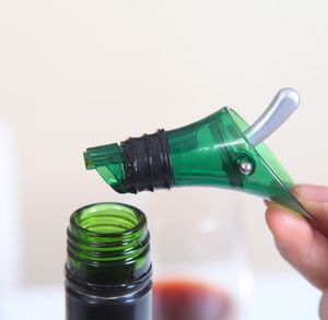 500pcs Bar Tools White Red Wine Aerator Plug Cap Bottle Pourer Pour with Silicone Seal Stopper Funnel Shutoff Green Color SN458