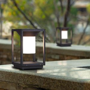 Solar Column Light Outdoor Garden Fence Gate Pillar Lawn Lamp Lanscape Post för Villa Yard Pathway Decor