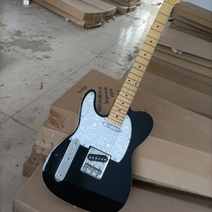 Sol el 6 telli Beyaz İnci Pickguard Akçaağaç Kıvranı Özelleştirilebilir Siyah Elec Gitar