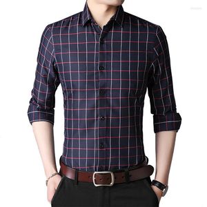 Mäns casual skjortor försäljning 2023 vår sommarlång ärm för män affärsskjorta smala passande kontorsarbetare maskulino modekläder