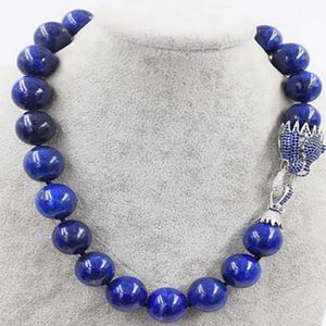 lapis lazuli round 18 20mm blue zircon clasp necklace 18inch wholesale