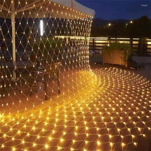 Strings 6X4/8X10M Large LED Net Mesh Fairy String Light Outdoor Window Curtain Icicle Waterproof Garland For Patio Decor