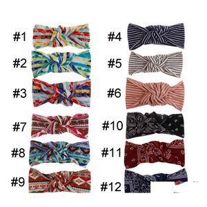 Headbands Bohemian Fashion Womens Florals Stripe Headband Elastic Ladies Vintage Knot Hair Band 12 Colors Drop Delivery Jewelry Hairj Dhp3E